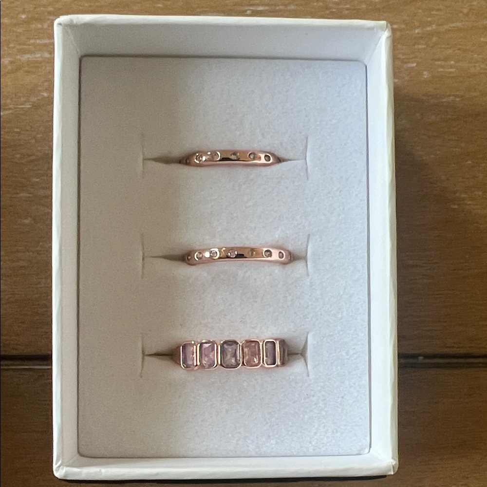 Stackable Rings Lab Created Pink Moonstone & Diam… - image 2